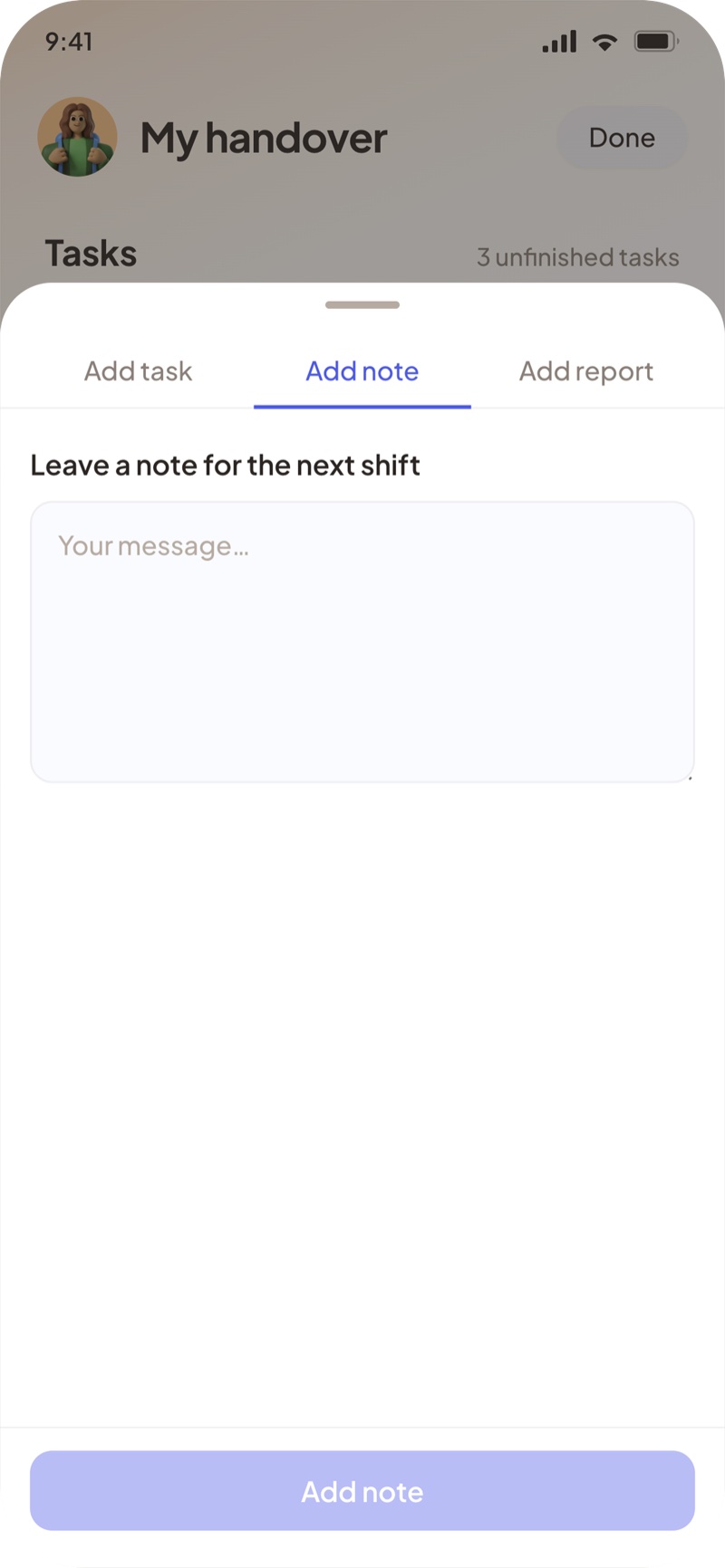 Note modal