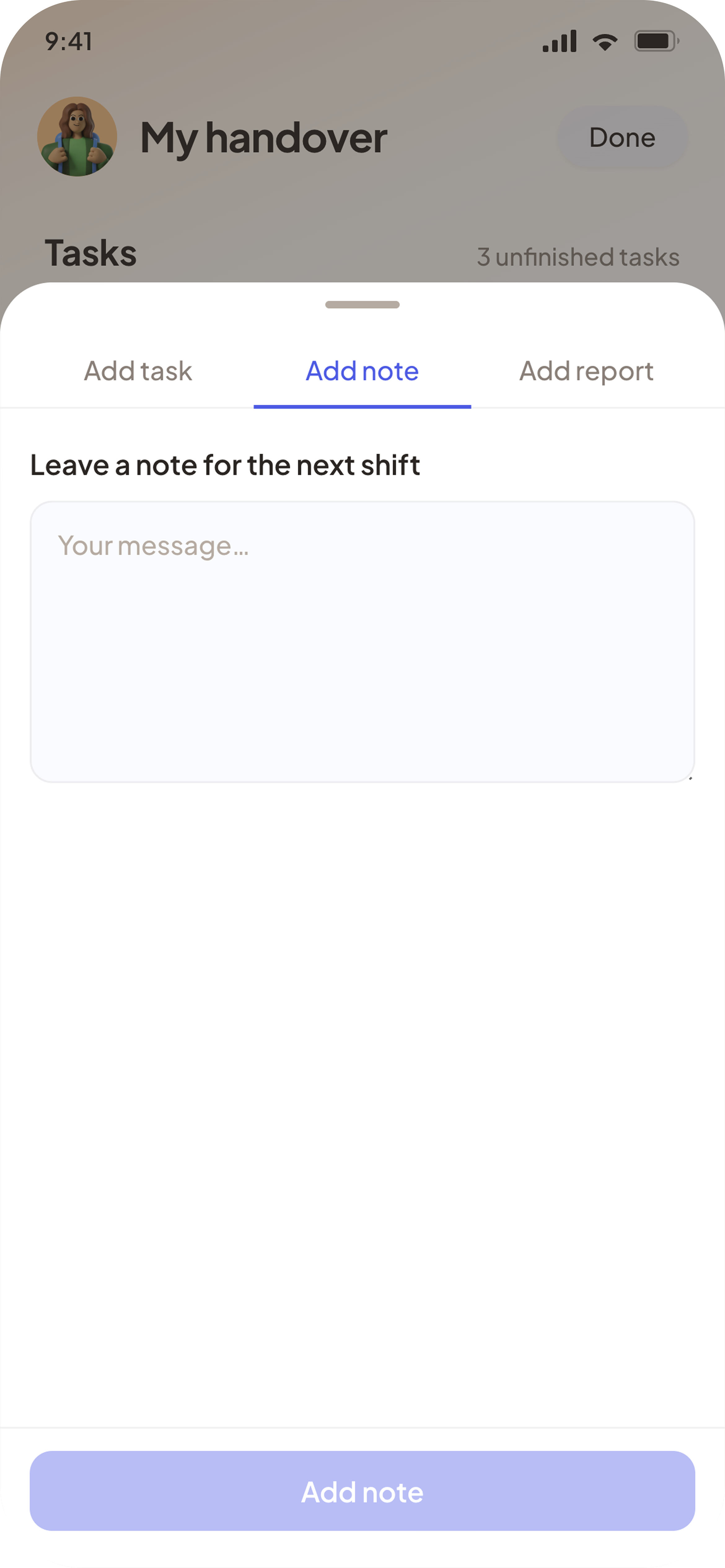 Note modal