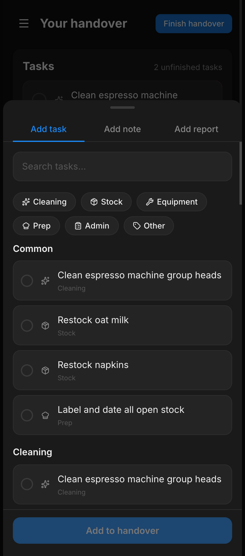 Usability test wireframe, screen 2