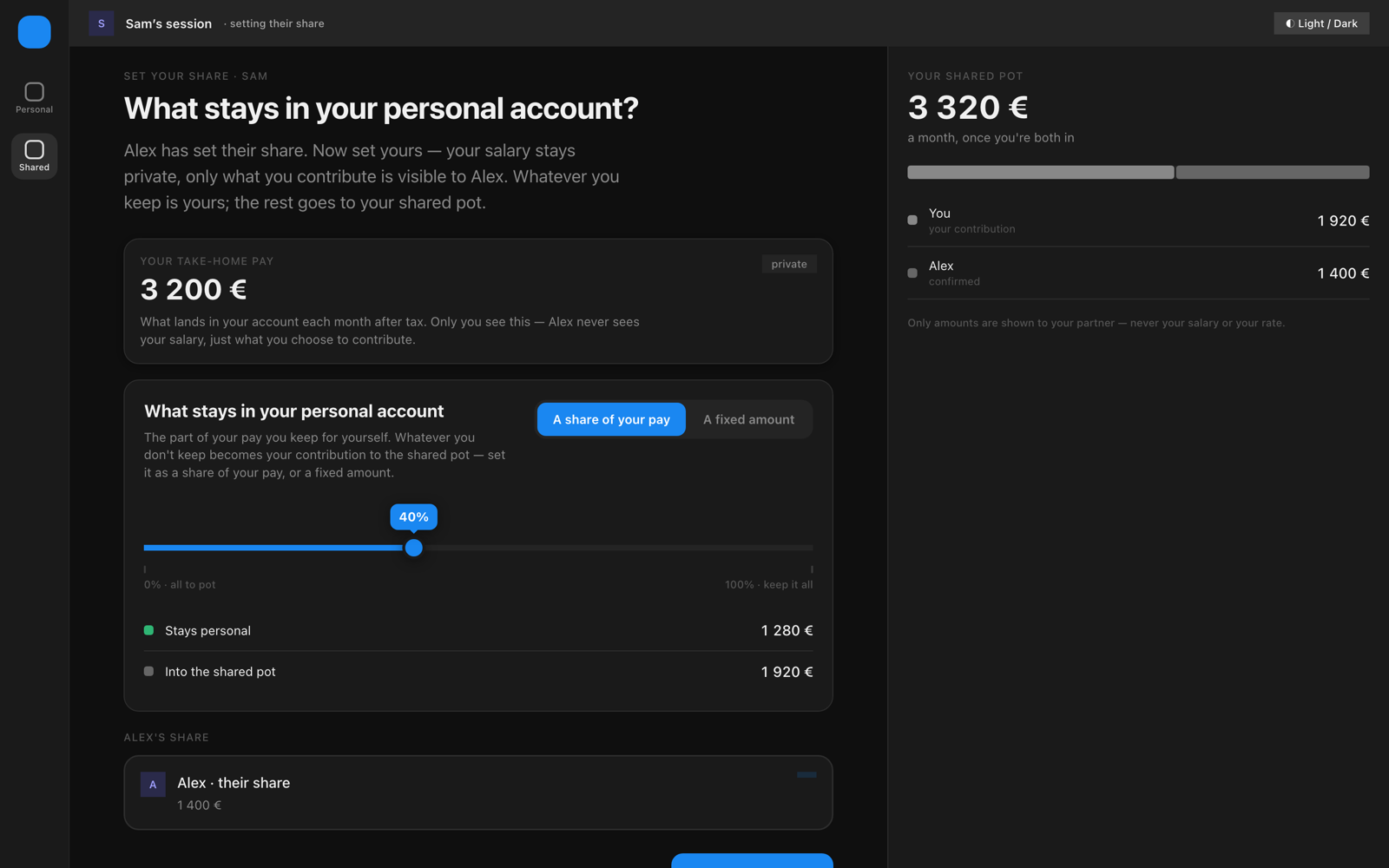 Prototype — contribution screen