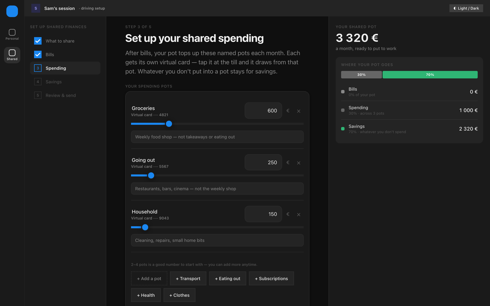 Prototype — spending screen